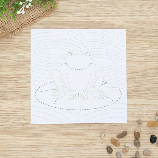 Twilight Pond Watcher - Beginner Sashiko-Inspired Embroidery Kit