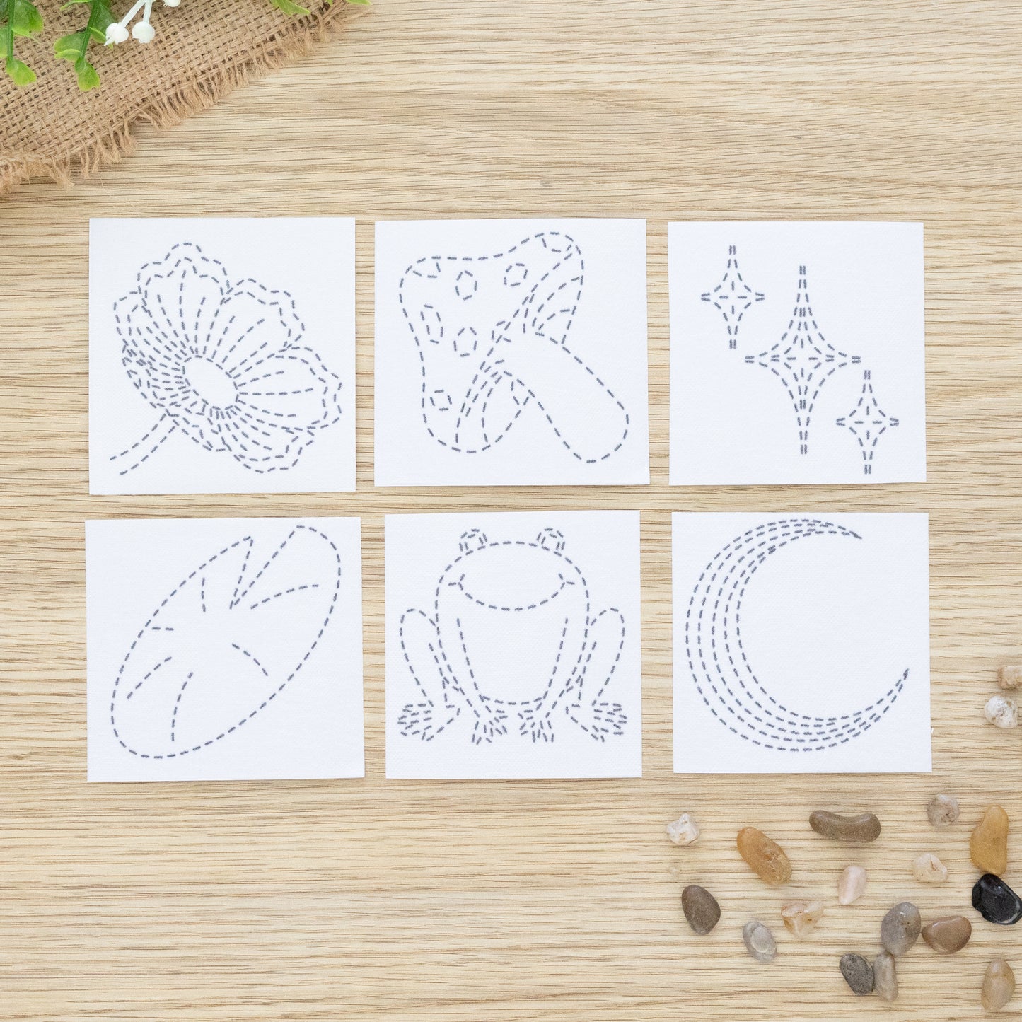 Moonlit Meadow Mini Motif Pack – 6 Small Embroidery Transfers (10×10cm Sheets)