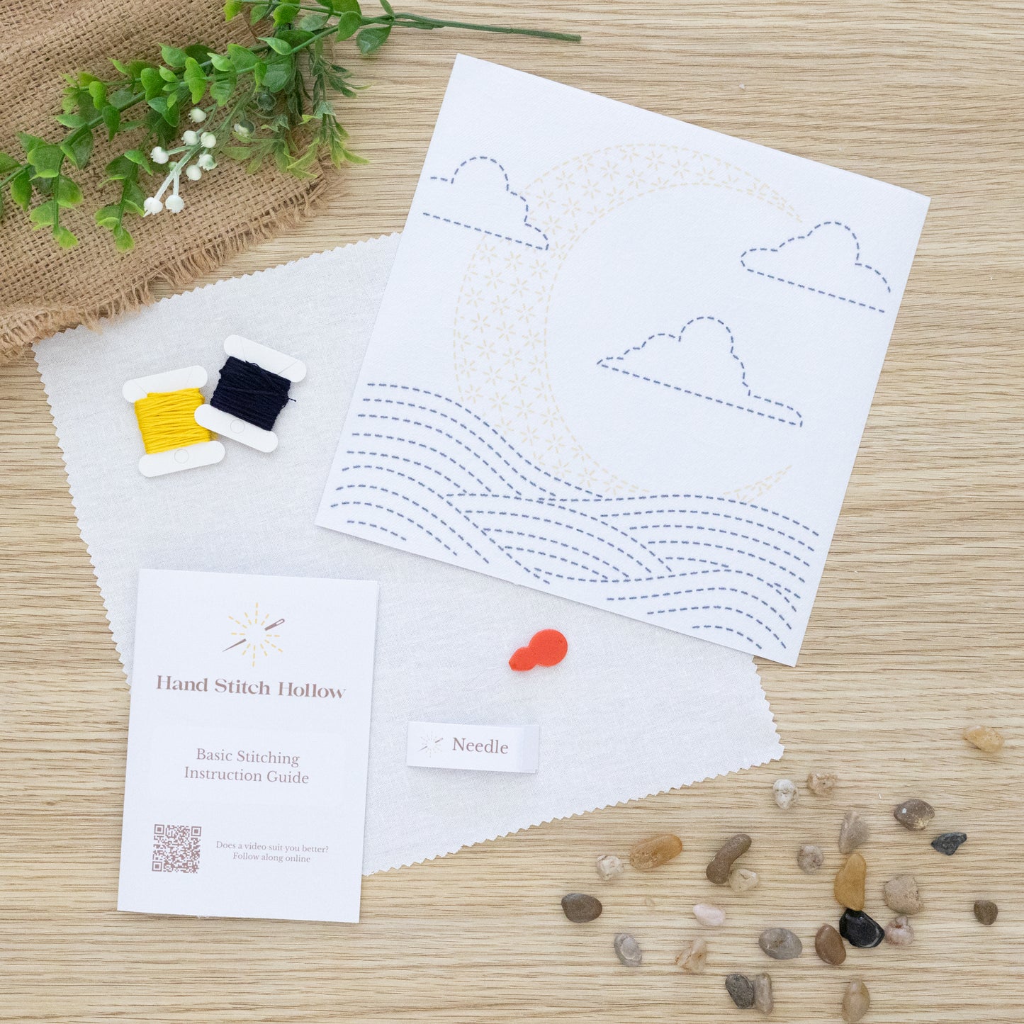 Lunar Tides - Beginner Sashiko-Inspired Embroidery Kit