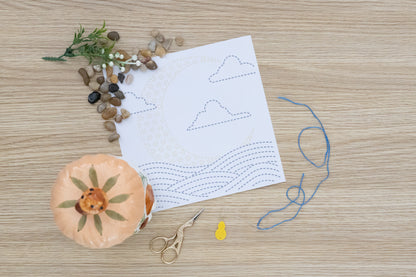 Lunar Tides - Beginner Sashiko-Inspired Embroidery Kit