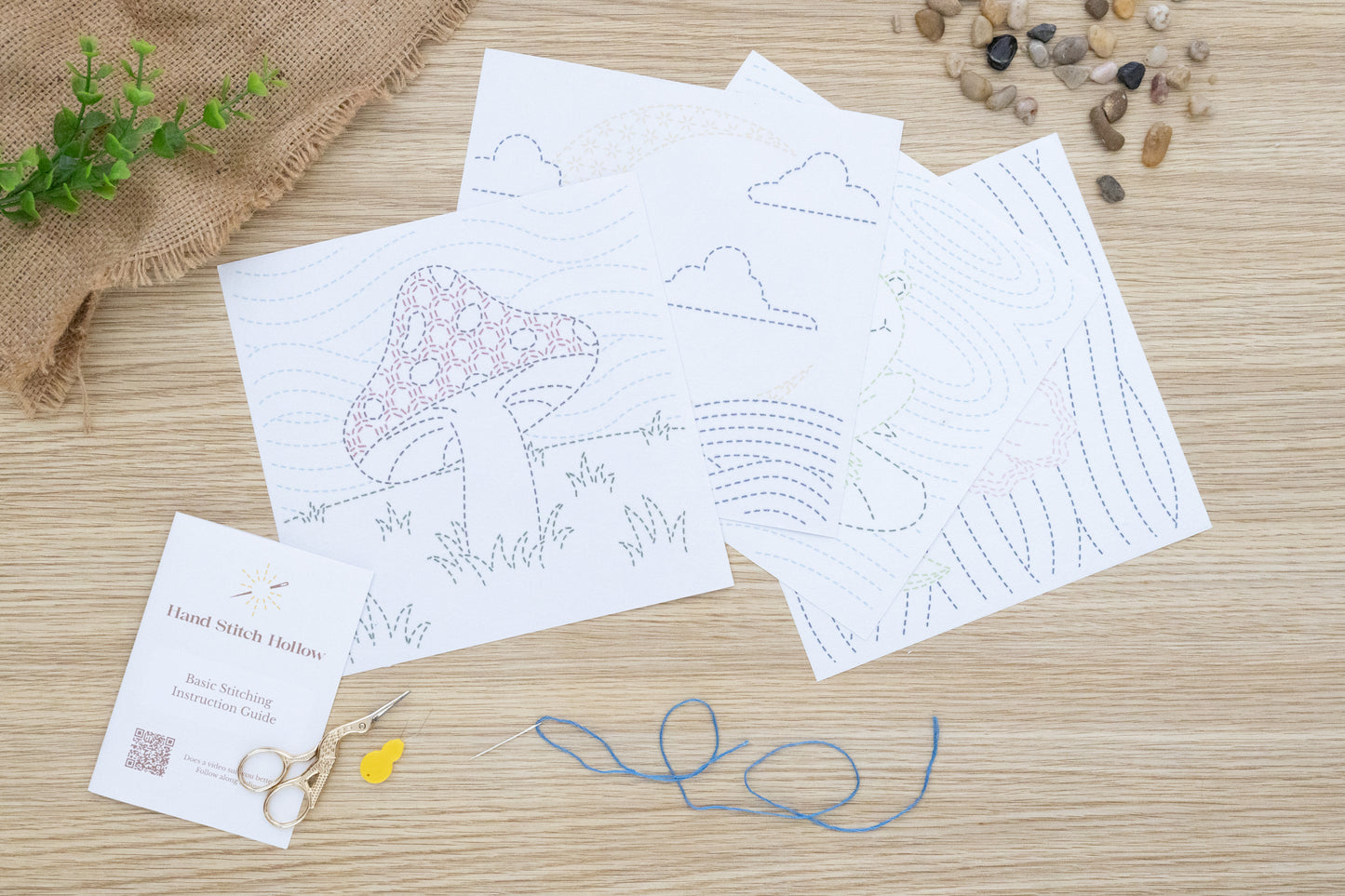 Midnight Meadow Embroidery Transfer Bundle – Set of 4 (20×20cm)